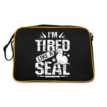 I'm tired like a seal - Retro Tasche - Schwarz/Gold - Hinten