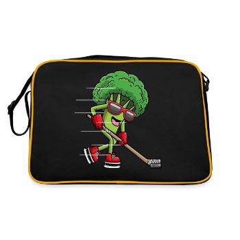 Broccoli Ice Hockey Player Vegan Lustig Hockey - Retro Bag - black/gold - Back