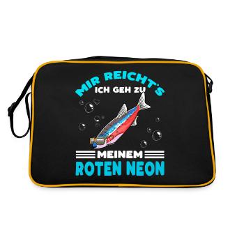Roter Neon Fischzüchter Fischhaltung Fischhalter - Retro Tasche - Schwarz/Gold - Hinten