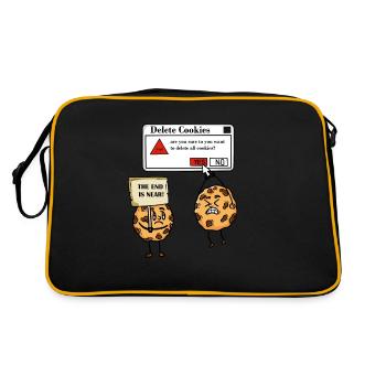 Delete Cookies das ende ist nah witzig nerd - Retro Tasche - Schwarz/Gold - Hinten