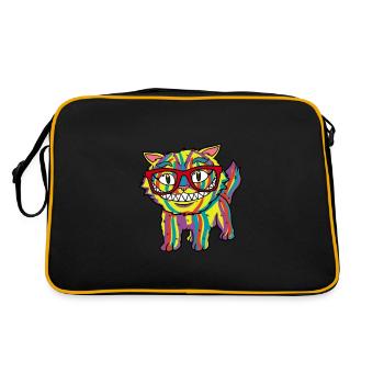 Cat Cat holiday glasses colorful summer sea - Retro Bag - black/gold - Back