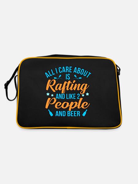 Rafting Und Bier - Retro Tasche - Schwarz/Gold
