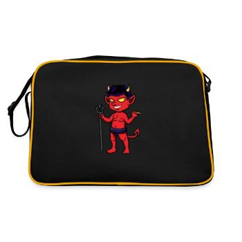 Devil Red Blue Hair Cigar Trident - Retro Bag - black/gold - Back