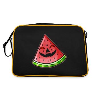 Evil Jack O Lantern Face in Watermelon Halloween - Retro Tasche - Schwarz/Gold - Hinten