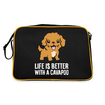 Cavapoo Pet Dog Life Is Better With A Cavapoo - Retro Bag - black/gold - Back