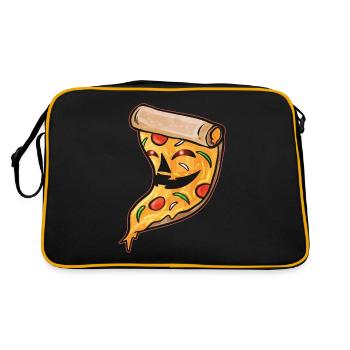 Evil Jack O Lantern Pizza Slice Halloween - Retro Tasche - Schwarz/Gold - Hinten