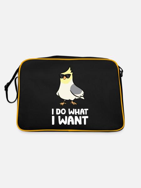 Cockatiel Parrot Bird Je fais ce que je fais - Sac Retro - noir/or - Dos
