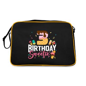 3 Jahre Eiscreme 3. Geburtstag Happy Birthday - Retro Tasche - Schwarz/Gold - Hinten