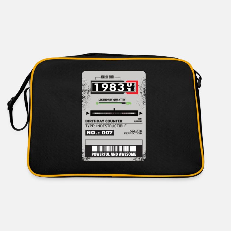 Drehstromzähler Geburtstag 1983 Geschenk - Retro Tasche - Schwarz/Gold