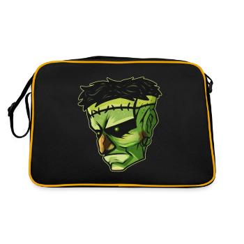 Evil Green Monster Face With Scars Costume For - Retro Tasche - Schwarz/Gold - Hinten