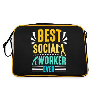 Meilleur travailleur social de tous les temps En travail social - Sac Retro - noir/or - Dos