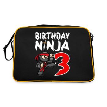 Fête d’anniversaire Ninja japonais de 3 ans Anniversaire - Sac Retro - noir/or - Dos