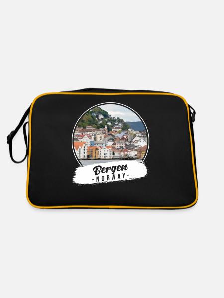 Bergen Norway Souvenir - Retro Bag - black/gold - Back