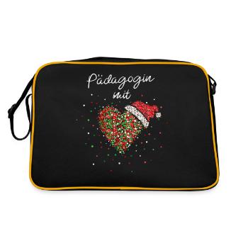 Pädagogin Mit Herz Tagesmutter Weihnachtsfeier - Retro Tasche - Schwarz/Gold - Hinten
