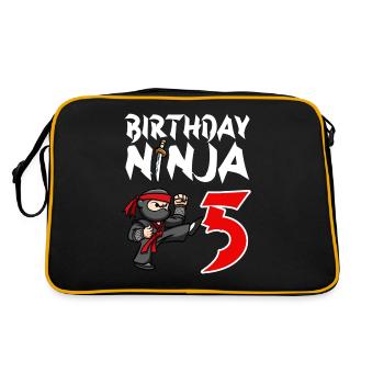 Fête d’anniversaire Ninja japonais de 5 ans Anniversaire - Sac Retro - noir/or - Dos