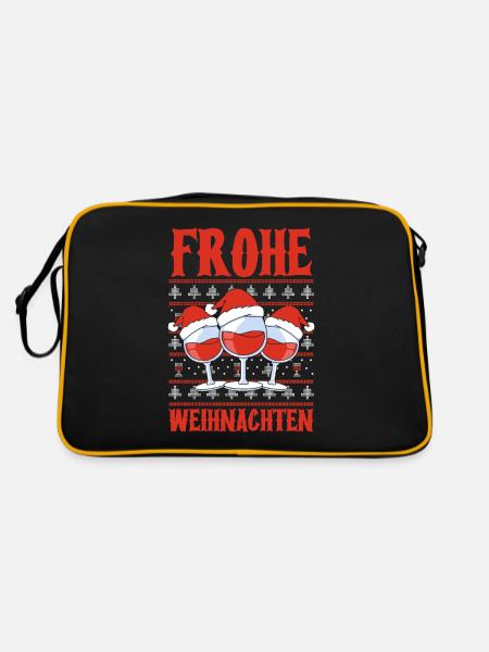 Weinnachten Frohe Weihnachten - Retro Tasche - Schwarz/Gold - Hinten