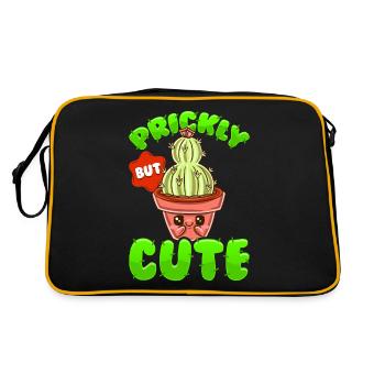 Prickly But Sweet Kawaii Funny Cactus - Retro Bag - black/gold - Back