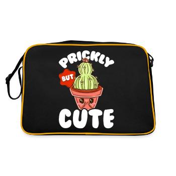 Prickly But Sweet Kawaii Funny Cactus - Retro Bag - black/gold - Back