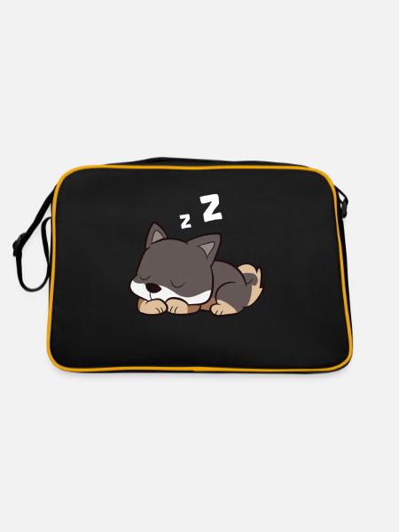 Shikoku Dog Sleeping Kochi-Ken Dog Japan Shikoku - Retro Bag - black/gold - Back