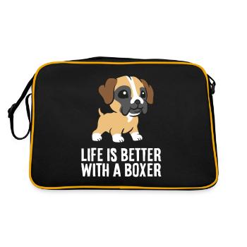 Boxer Dog Owner La vie est meilleure avec un - Sac Retro - noir/or - Dos