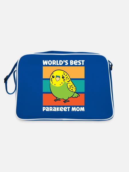 Parakeet Budgerigar Bird Mama Worlds Best - Retro Bag - blue/white - Back