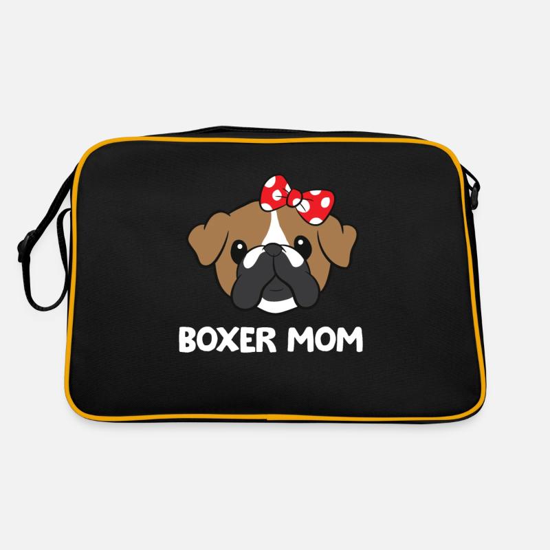 Boxer Mama Lustig Boxer Hundehalter Mama - Retro Tasche - Schwarz/Gold