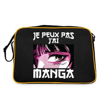 I Can't i Have Mange french quote Funny Japanese O - Retro Bag - black/gold - Back