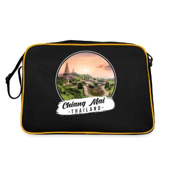 Chiang Mai Thailand Andenken - Retro Tasche - Schwarz/Gold - Hinten