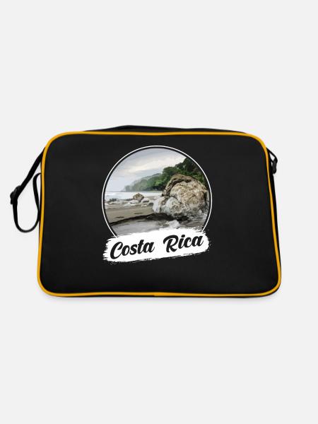 Costa Rica Souvenirs - Retro Tasche - Schwarz/Gold - Hinten