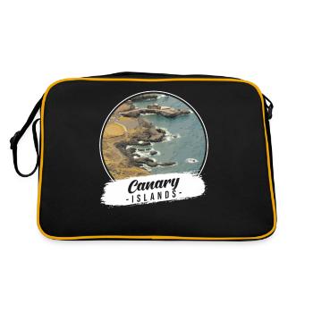 Kanarische Inseln Souvenir - Retro Tasche - Schwarz/Gold - Hinten