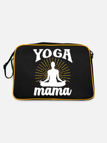 Yoga Mama Hobby Mutter Mami - Retro Tasche - Schwarz/Gold - Hinten