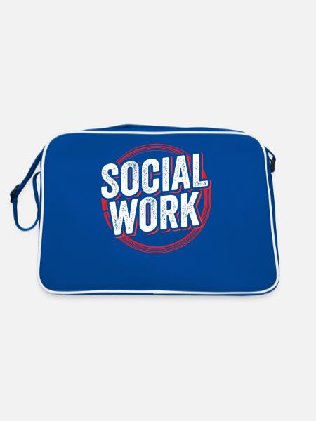 Social Work Social Worker Occupation Social Work - Retro Bag - blue/white - Back
