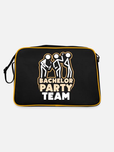 Junggesellenabschied Team Junggeselle Braut - Retro Tasche - Schwarz/Gold - Hinten