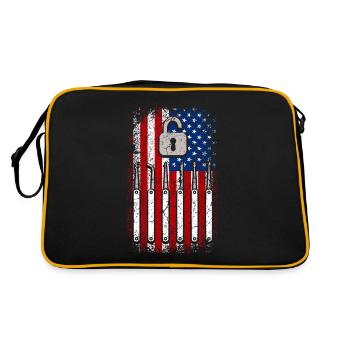 Usa American Flag Locksmith 4th of July - Retro Bag - black/gold - Back