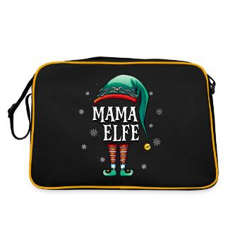 Weihnachten Mama Elf - Retro Tasche - Schwarz/Gold - Hinten