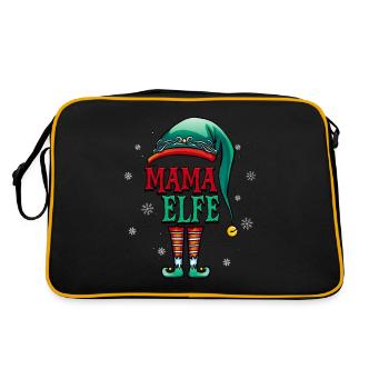 Weihnachten Mama Elf - Retro Tasche - Schwarz/Gold - Hinten