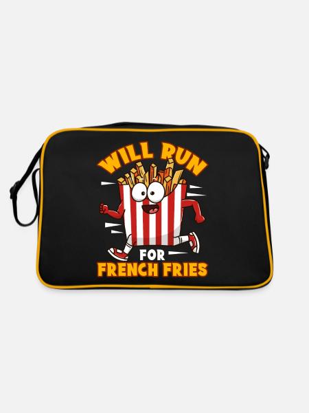 Français Frites Mignonnes Kawaii Drôles - Sac Retro - noir/or - Dos