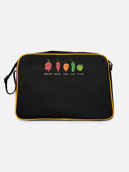 Chili Jalapenos Habaneros Carolina Reaper - Retro Tasche - Schwarz/Gold - Hinten
