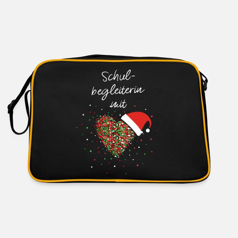 Schulbegleiterin mit Herz Weihnachtsgeschenk - Retro Tasche - Schwarz/Gold