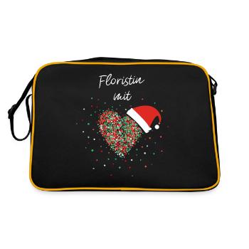 Floristin Mit Herz Blumenladen Weihnachtsoutfit - Retro Tasche - Schwarz/Gold - Hinten