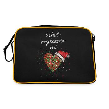 Schulbegleiterin mit Herz Weihnachtsfeier Nikolaus - Retro Tasche - Schwarz/Gold - Hinten