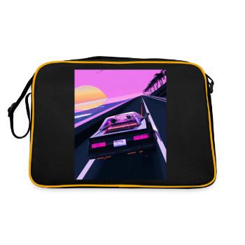 Vaporwave Aesthetic Sports Car Sunset - Retro Bag - black/gold - Back