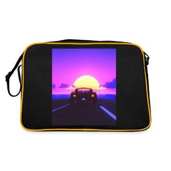 Vaporwave Aesthetic Sports Car Beach - Retro Bag - black/gold - Back