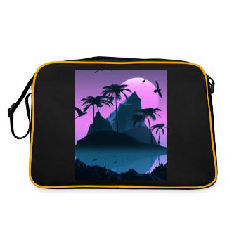 Vaporwave Aesthetic Tropical Island Palm Trees - Retro Bag - black/gold - Back