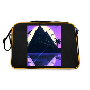 Vaporwave Aesthetic Island Palm Mountains - Retro Bag - black/gold - Back