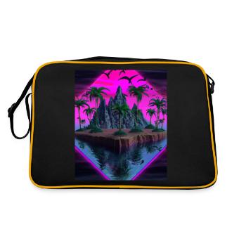 Vaporwave Aesthetic Tropical Island Palm Mountains - Retro Bag - black/gold - Back