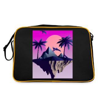 Vaporwave Aesthetic Flying Island - Retro Bag - black/gold - Back