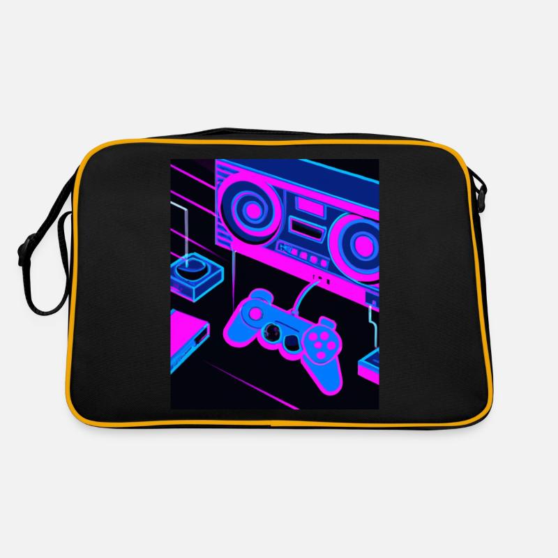 Vaporwave Aesthetic Gaming Konsole Controller - Retro Tasche - Schwarz/Gold
