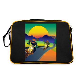 Vaporwave Aesthetic Sunset Mountains - Retro Bag - black/gold - Back
