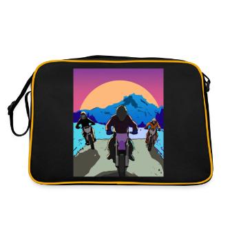 Vaporwave Aesthetic Sunset Mountains - Retro Bag - black/gold - Back
